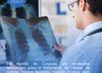 Em reunião da Cosaúde, são analisadas tecnologias para o tratamento de câncer de pulmão, linfoma, leucemia mieloide crônica, além da proposta de atualização das diretrizes de utilização para o tratamento de asma grave